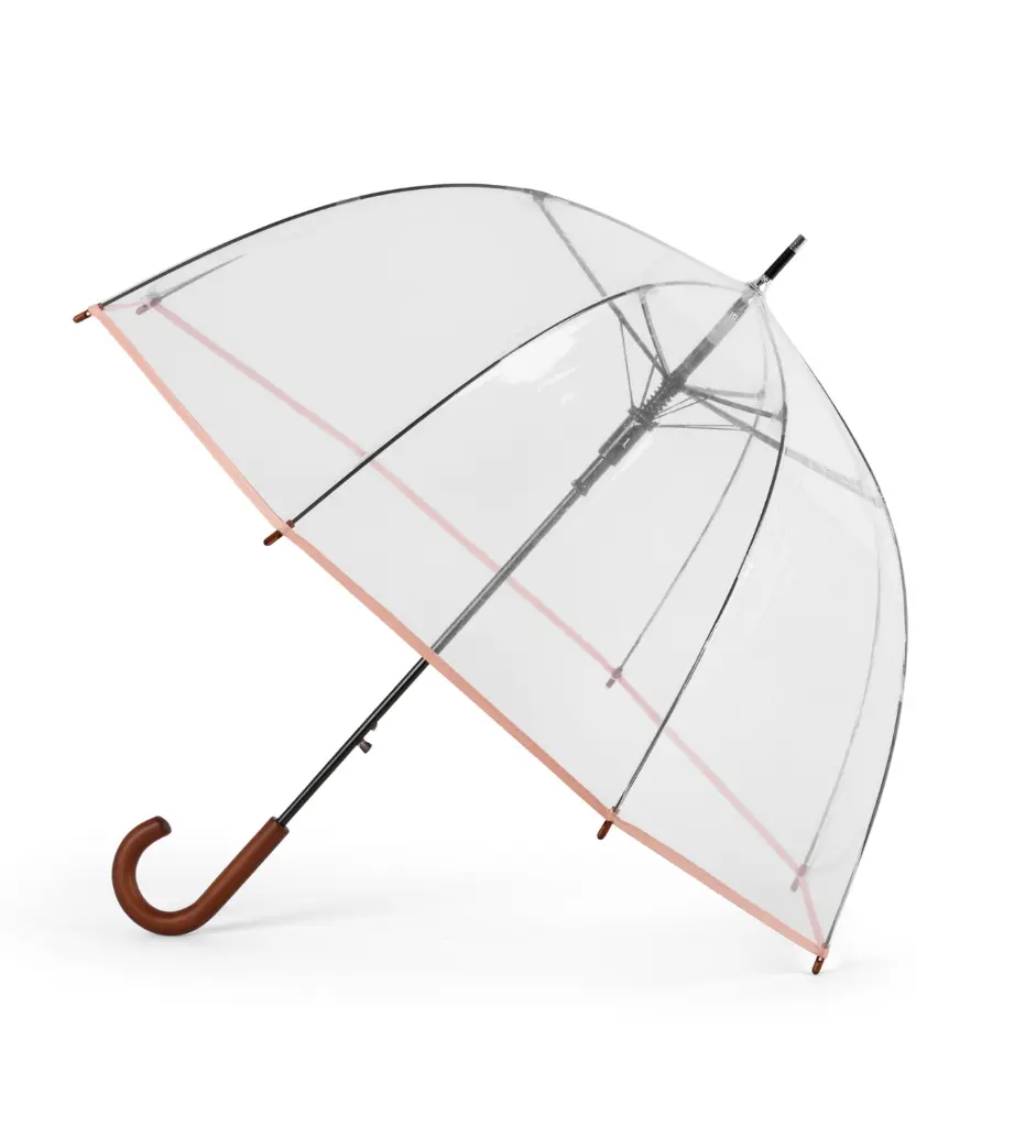 Umbrela NINA Clear dome umbrella - Coral Pink Piping 1.webp