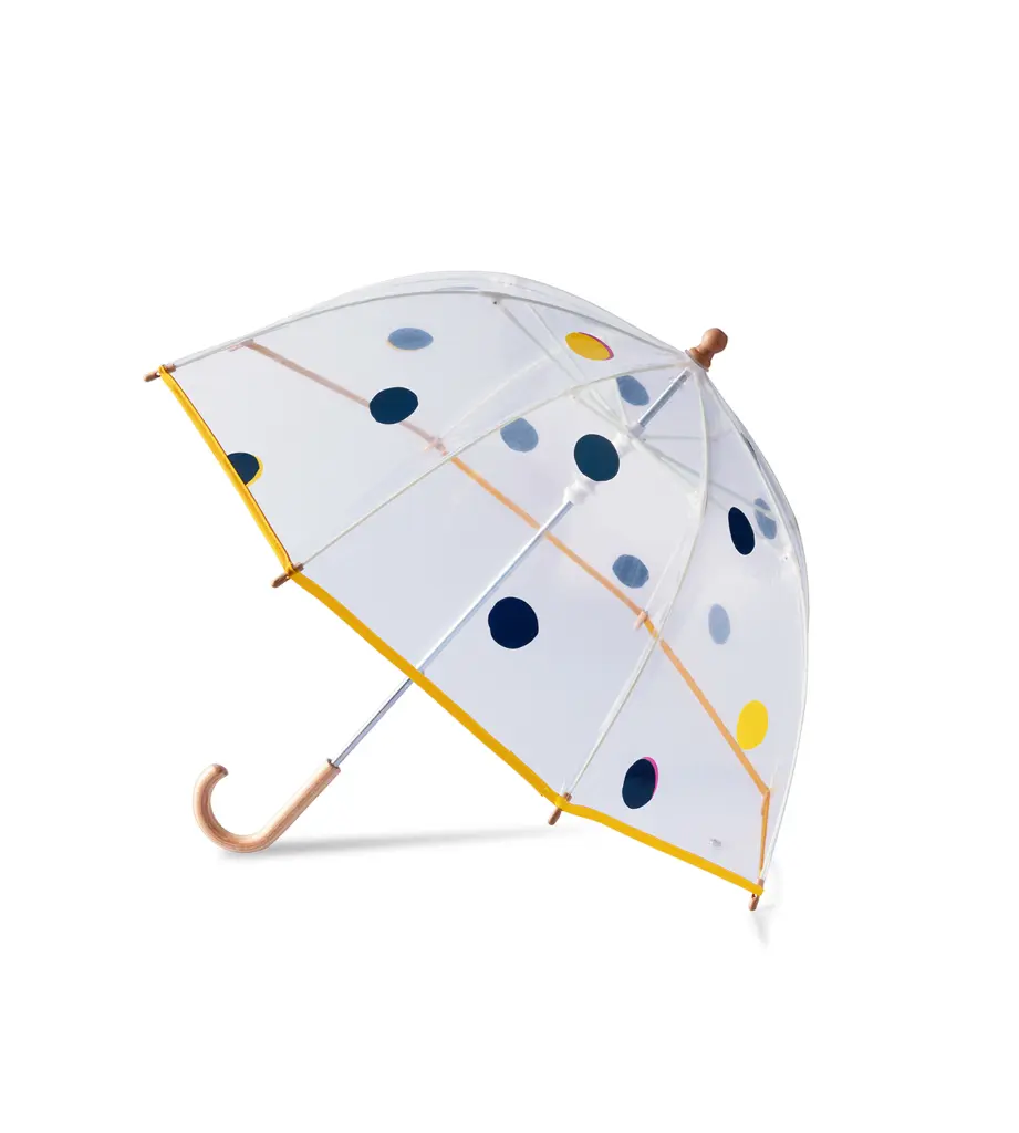 Umbrela copii YORK – Navy and Yellow Polka Dots.webp