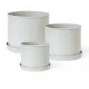 Set 3 ghivece metalice cu farfurie - Greige | Livlig