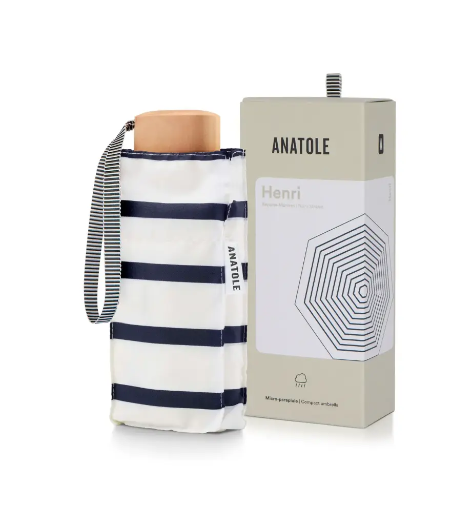 Umbrela HENRI - Compact  - Navy Stripes | Anatole