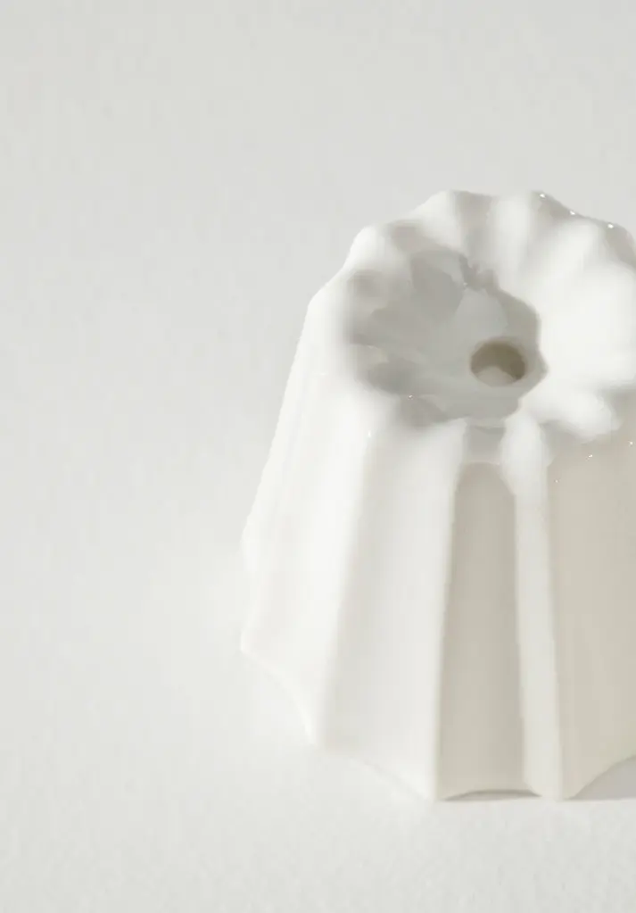 Suport lumanare - Big Canele Porcelain glossy white | OVO