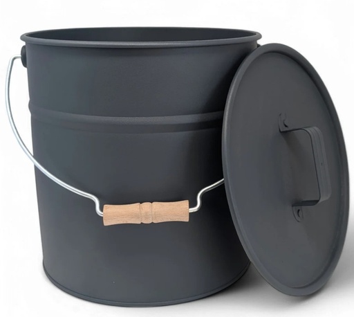 [6000354] Galeata de metal cu capac - Anthracite | Livlig 