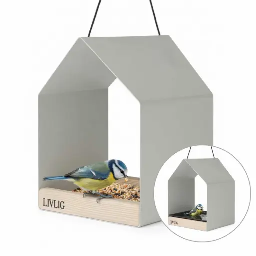 [6300030] Casuta de pasari metalica - Greige  | Livlig